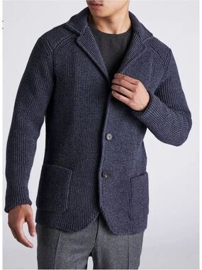 Maurizio Baldassari
Brenta Wool Knit Swacket in Indigo Heater Blue Size 56 / XXL